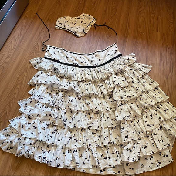 VINTAGE handmade 3 piece ruffle overskirt, top, and briefs. AMAZING - Picture 2 of 4